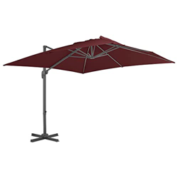 FAMIROSA Sombrilla voladiza con Palo de Aluminio Rojo Burdeos 400x300 cm-20,96KG en oferta