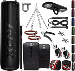 RDX Saco de Boxeo Adulto Relleno 5ft 4ft, 13PC Maya Hide Cuero Punching Bag Set con Guantes Vendas Cadena Techo Soporte, Artes Marciales MMA Kick Boxi en oferta