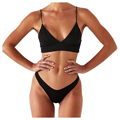 SHOBDW Bikinis Mujer 2021 Push up Bikini de Tres Puntos con Estampado de Tira Mujeres de Traje de BañO Brasileños Bañador Ropa de Dos Piezas vikinis(N