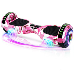 Hoverboard, Patinete Flotante autoequilibrado de 6.5 "con Ruedas, Altavoz Bluetooth, Luces LED para niños y Adultos (Camuflaje Rosa) precio