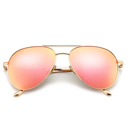 SUNGAIT Gafas de Sol de Aviador Pequeñas y Ligeras para Mujer - Lente Polarizada Espejada (Lente de Espejo Rosa Pequeña / Marco Dorado Claro, 57) precio