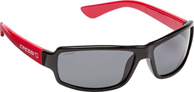 Cressi Ninja Sunglasses Gafas Polarizadas para Deportes con una Protección 100% UV, Adultos Unisex, Negro/Rojo-Lentes Ahumadas, Un Tamaño