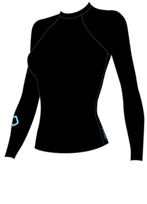 Speedo Mujeres Camiseta de Manga Larga para protección Solar de Boom Logo Placement, Negro/Light Adriatic, XL
