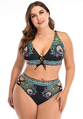 FEOYA - Conjunto de Bañador Bikini para Mujer Tallas Grandes con Aros Elástica Traje de Baño para Playa Vacación Atractivo Swimsuit for Women