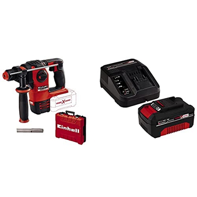 Einhell HEROCCO Martillo perforador inalámbrico + Einhell Kit con Cargador y batería de repuesto de 18 V, 4 Ah
