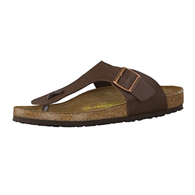 Birkenstock Ramses Birko-Flor Hombres Dunkelbraun Marrón Cuero Sandalias-UK 7