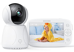 Vigilabebés - Monitor de bebé inalámbrico con rotación, 4.3" LCD, color, zoom panorámico a distancia, cámara de bebé, vigilancia 2,4 GHz, comunicación características