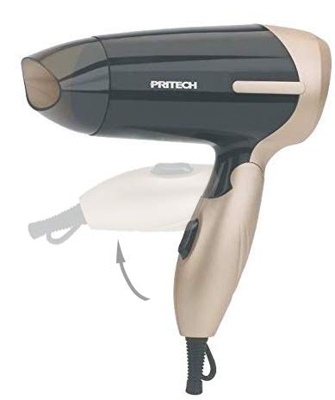 Pritech Secador de pelo de viaje plegable TC-2260 función Ionic, boquilla concentradora de aire, 2 velocidades, perfecto para viaje y para llevarlo a