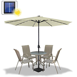 Asina 350cm Sombrilla de Jardín en Poliéste Parasol de Protección Solar UV con Mango de 38mm y 32 Leds Sombrilla para Patio Balcón Actividades al Aire en oferta