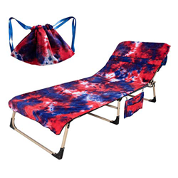 WOTEG Tie-Dye - Funda para tumbona de piscina con bolsillo, de secado rápido, 82,7 x 29,5 pulgadas características