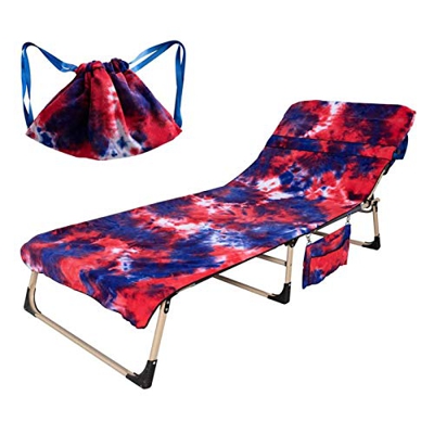 WOTEG Tie-Dye - Funda para tumbona de piscina con bolsillo, de secado rápido, 82,7 x 29,5 pulgadas
