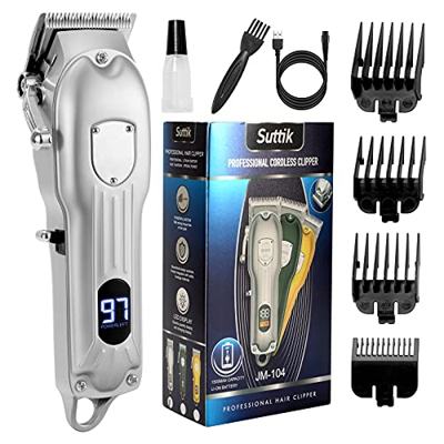 Cortapelos Profesional Alta Precisión Longuitud Ajustable Maquina Cortar Pelo, Recortadora de Barba Eléctrica, Cortapelos Hombre Inalámbrico con LCD P