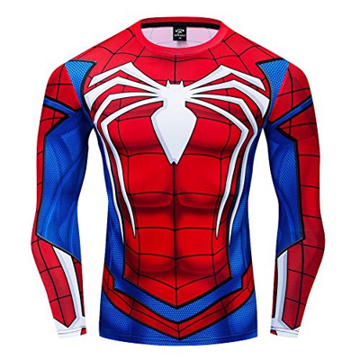 HOOLAZA Avengers Super Heroes Hombres Camisetas de compresión de Manga Larga Camisas de Movimiento para Correr Fitness Gym Training Tops