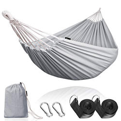 Anyoo Hamaca de Algodón para Jardín al Aire Libre Cama Portátil de Lona con Cuerdas para Acampar Capacidad de 200 Kg Peso Ligera con Bolsa para Jardín características