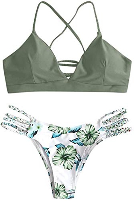 CheChury Mujer Sexy Conjunto De Bikini Verano Sexy Push Up Ropa De Playa Bikini de Triángulo Estampado Bohemio Dividido BañAdores con Relleno Tops y B