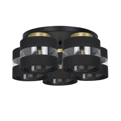 Plafón Hara en negro/oro, 5 luces precio