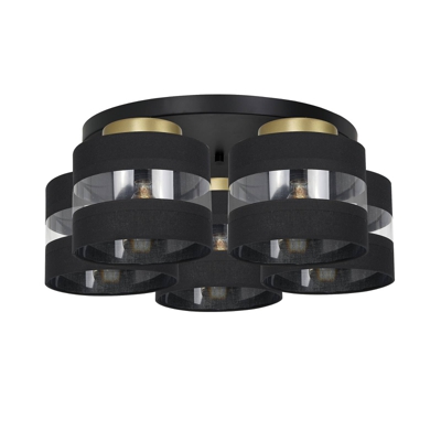 Plafón Hara en negro/oro, 5 luces