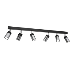 Foco de techo Net en negro/cromo, 6 luces en oferta