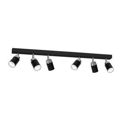 Foco de techo Rondo negro/cromo, 6 luces