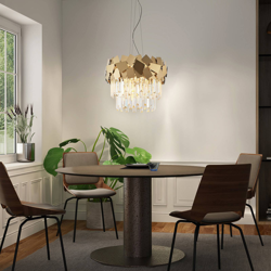 Lucande Miraia lámpara colgante de cristal, oro precio