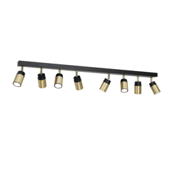 Foco de techo Net en negro/oro, 8 luces en oferta
