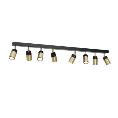 Foco de techo Net en negro/oro, 8 luces