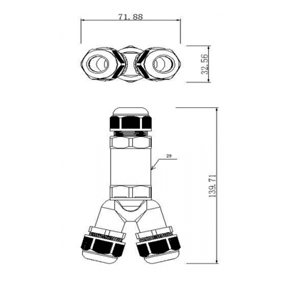 Conector multicable Y exterior 3 cables 4--14 mm