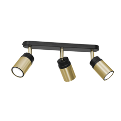 Foco de techo Net en negro/oro, 3 luces características