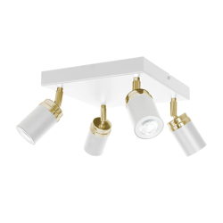Foco de techo Rondo blanco/oro cuadrado 4 luces precio