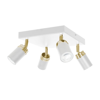 Foco de techo Rondo blanco/oro cuadrado 4 luces