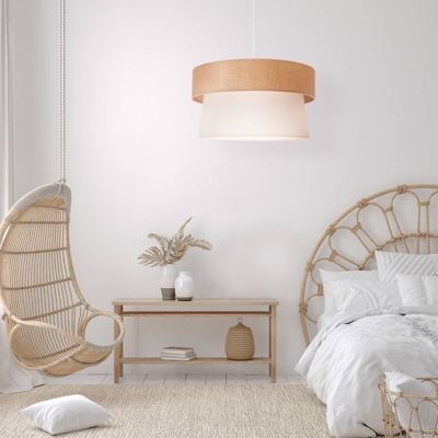 Lámpara colgante Etnic, doble, yute marrón/crudo