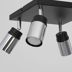 Foco de techo Net negro/cromo, cuadrado, 4 luces en oferta