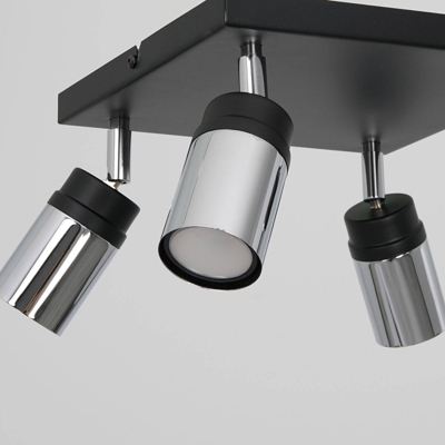 Foco de techo Net negro/cromo, cuadrado, 4 luces