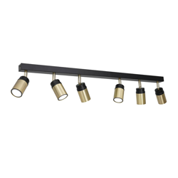 Foco de techo Net en negro/oro, 6 luces precio