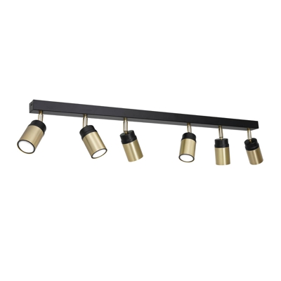 Foco de techo Net en negro/oro, 6 luces