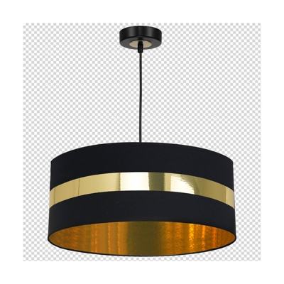 Lámpara colgante Palmira, textil, negro/oro