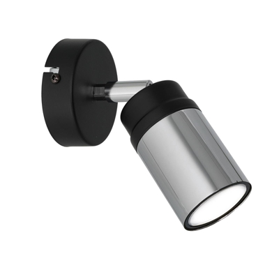 Foco de pared Net en negro y cromo