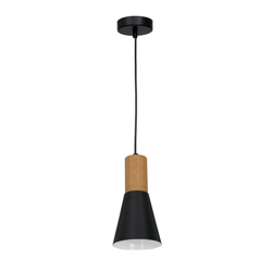Colgante Esma, negro, detalle de madera, 1 luz precio