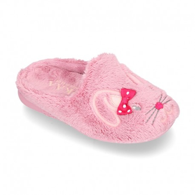 Zapatilla Casa Niñas Tipo Zueco En Lona Tipo Lana Con Diseño Conejita 28 Maquillaje