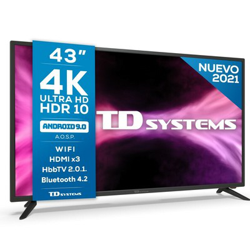Smart TV 43" 4K UHD, Android 9.0, HbbTV, HDR10 TD Systems K43DLG12US en oferta