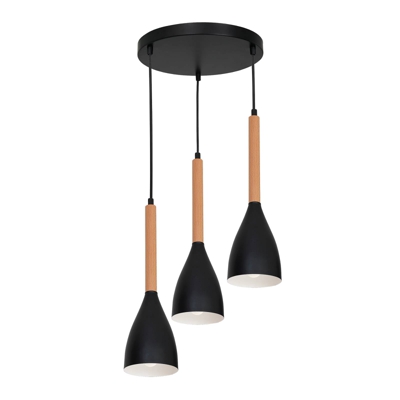 Colgante Naira, metal madera 3 luces redonda