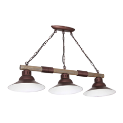 Lámpara colgante West, pantalla de cobre, 3 luces características