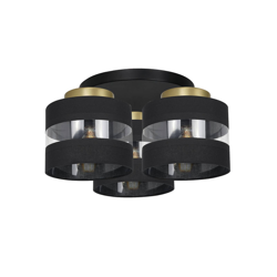 Plafón Hara en negro/oro, 3 luces características