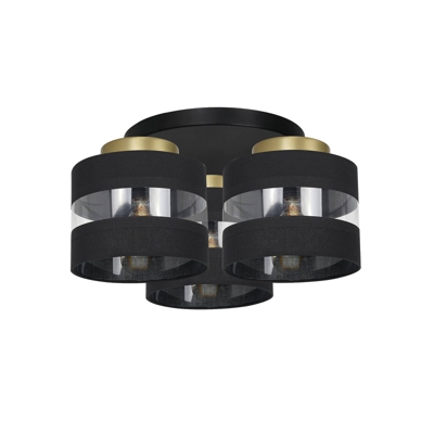 Plafón Hara en negro/oro, 3 luces