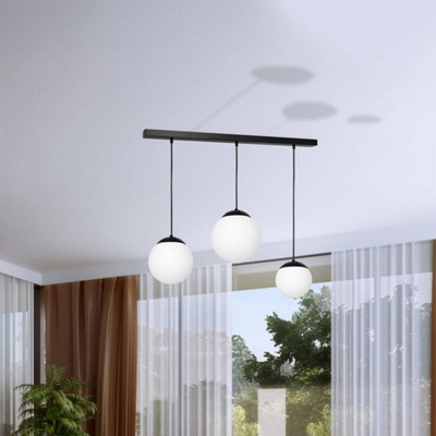 Lámpara colgante Lima opal negro 3 luces lineal