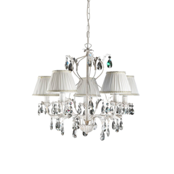 Lámpara de araña Karen, pantallas textiles 5 luces características