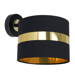 Aplique Palmira con pantalla textil, negro/oro en oferta