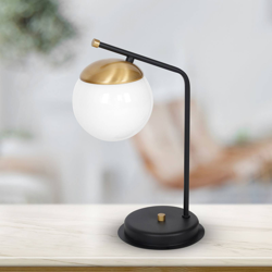 Lámpara de mesa Carina, vidrio opalino, negro/oro características