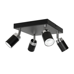 Foco de techo Rondo negro/cromo cuadrado 4 luces en oferta