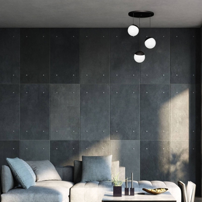 Lámpara colgante Sfera 3 luces vidrio/metal negro